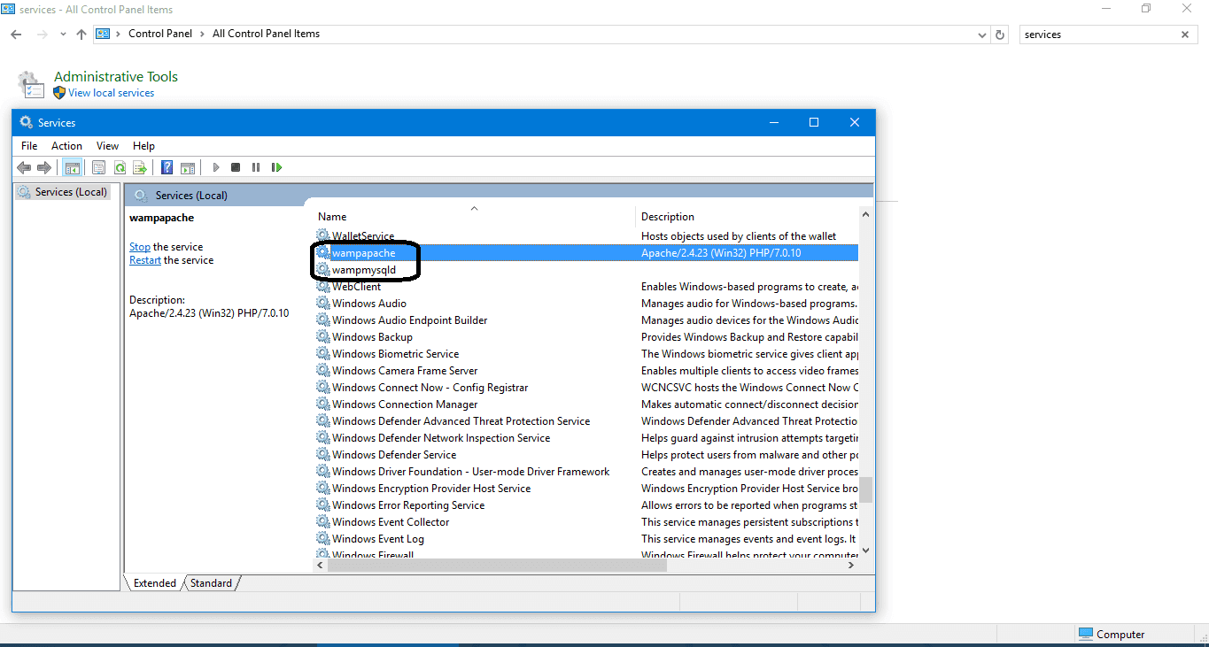 wamp server not working on windows 10