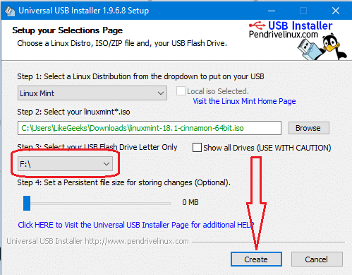 create bootable usb install linux