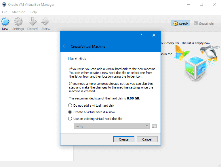 linux virtualbox hdd type