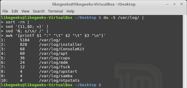 Format output with sed and awk