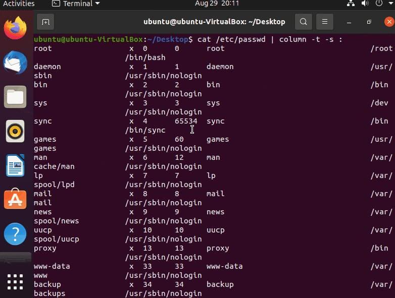 Displaying an Output As a Table