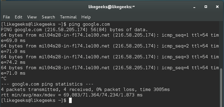 ping linux network commands