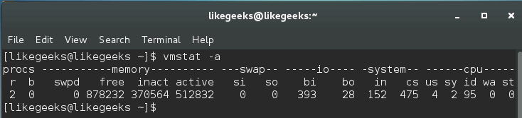 linux process managment vmstat command