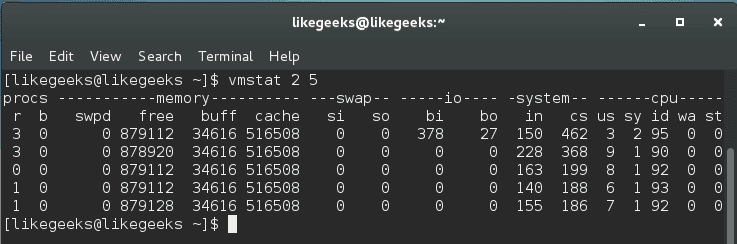 linux process managment vmstat delay