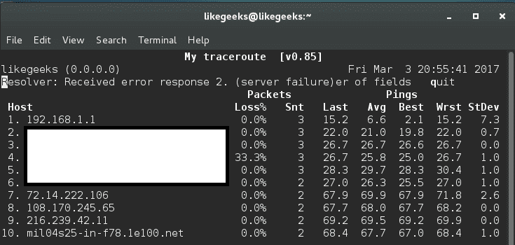 mtr linux network command