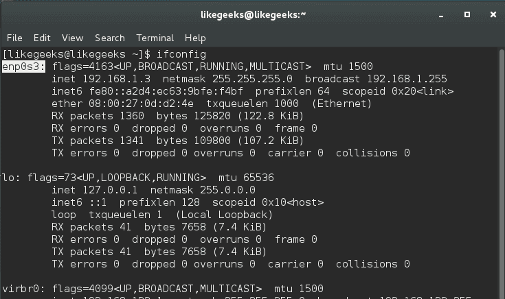 ifconfig linux network command