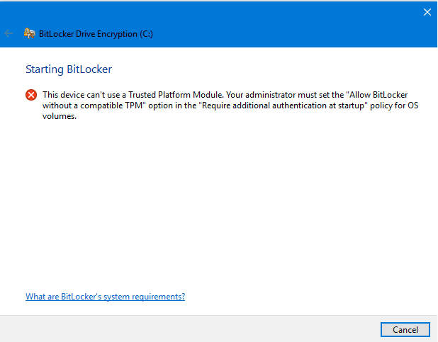 BitLocker error