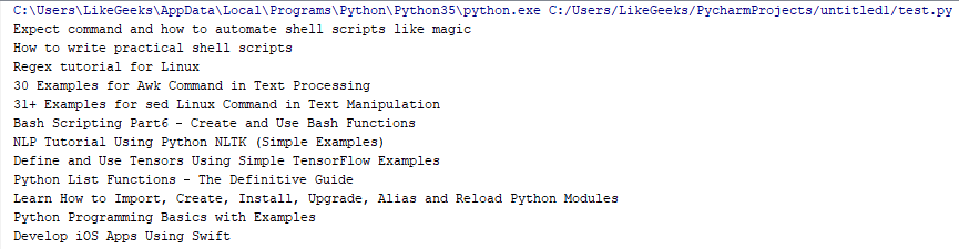 Python web scraping example