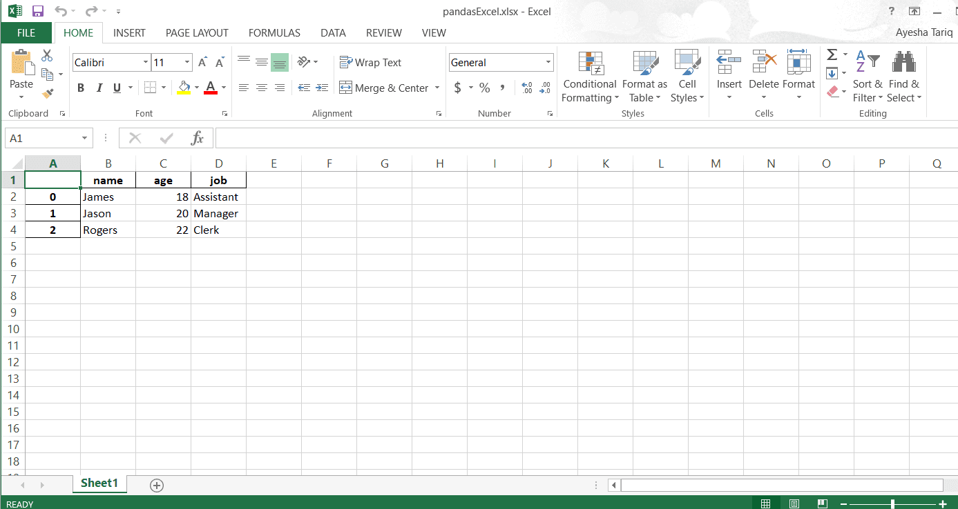 Write to Excel