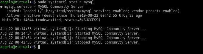 MySQL inactive service