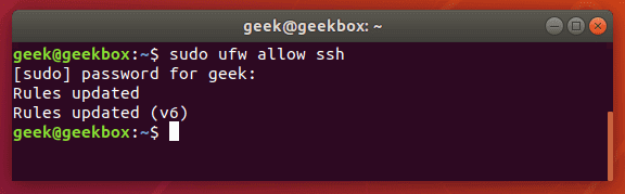 UFW firewall SSH