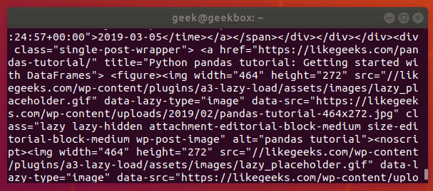 Curl Output Result