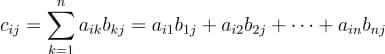 formula for each element in matrix multiplication result