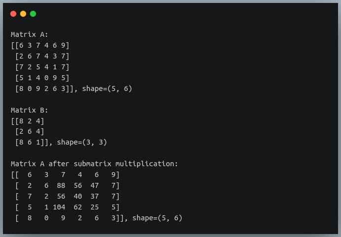 matrix assignment numpy