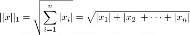 formula for L1 norm of vector