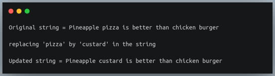 replacing a word in a string using slicing