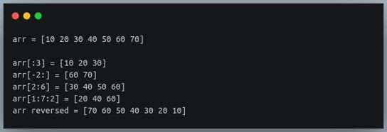 basic use of numpy slicing