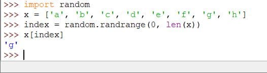 Random element from list using randrange