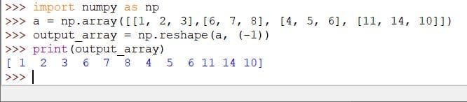 NumPy reshape ND to 1D