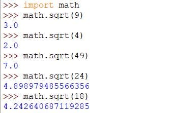 sqrt () method