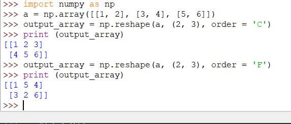 Reshape along axes with order
