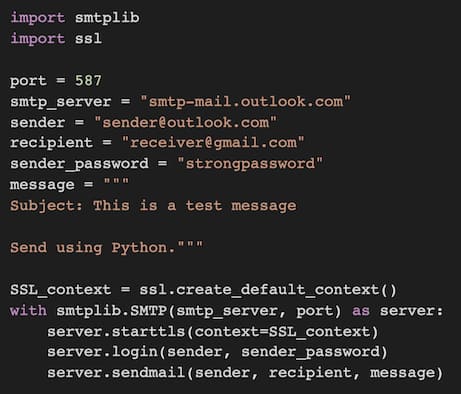 Python email server using SMTP