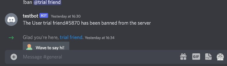 demo of ban user