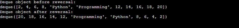 This is an example of reversing the elements of a deque in Python.
