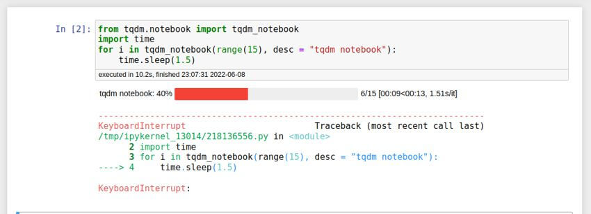 tqdm inside jupyter notebook