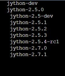 list of versions in Jython