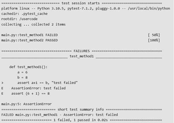 This output shows Pytest Failures in Python